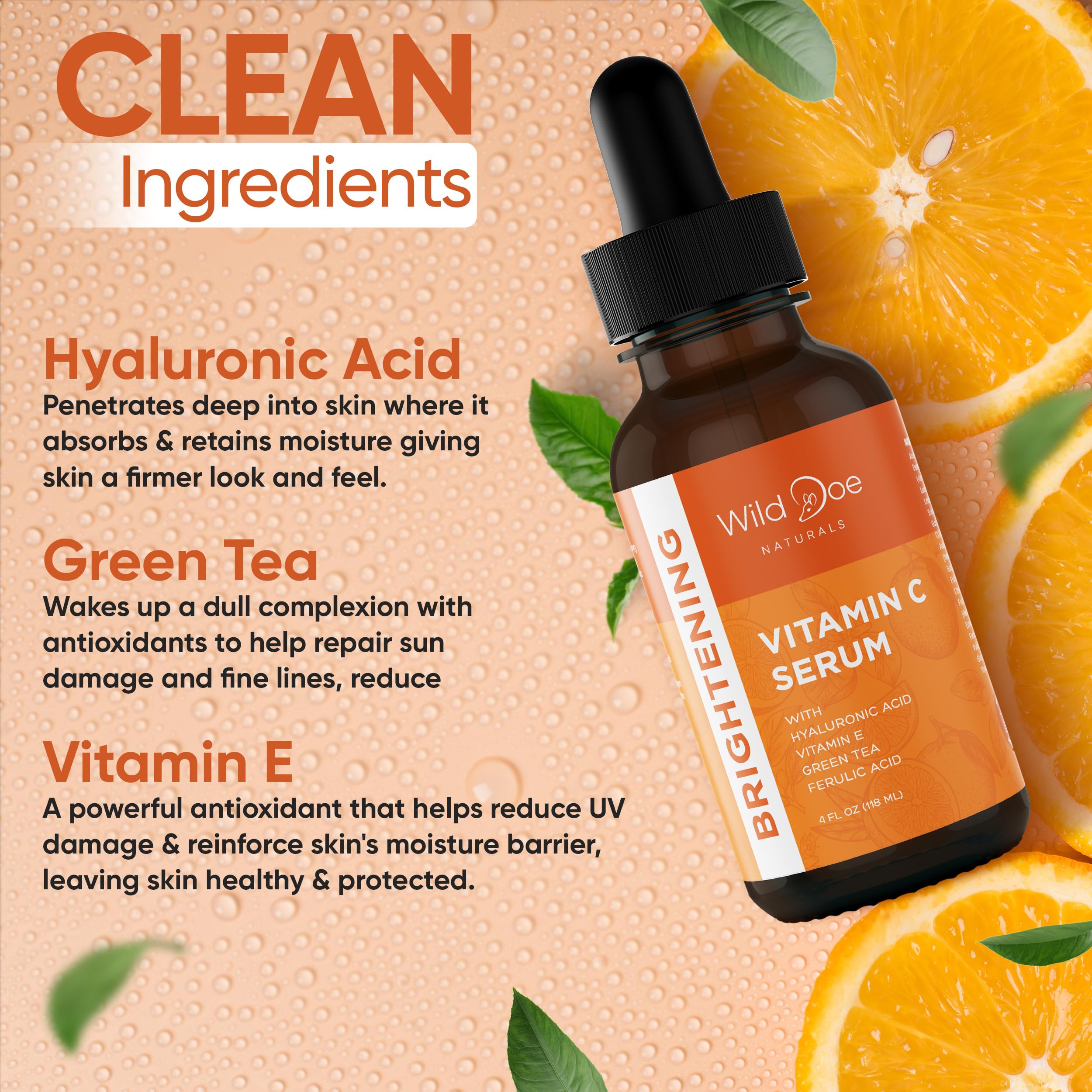 Wild Doe Naturals Vitamin C Serum on skin during application for a smooth tone.