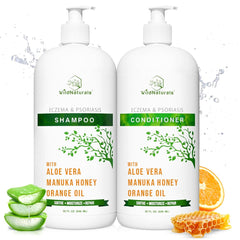 Wild Naturals eczema psoriasis shampoo bottle pour for soothing scalp relief
