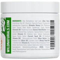 Wild Naturals Manuka Honey Moisturizer label highlights UMF 12+ honey