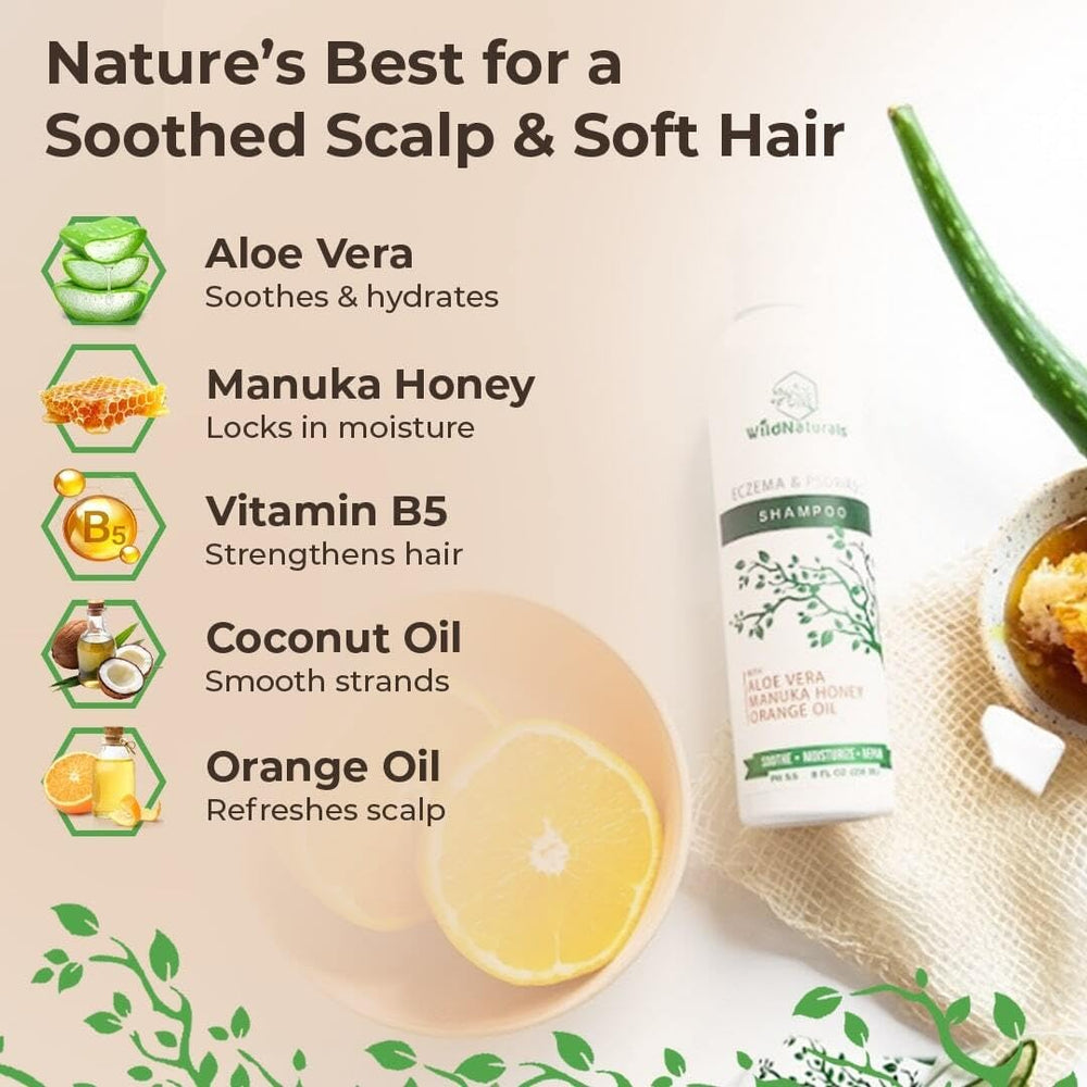 Wild Naturals Psoriasis Shampoo creates a light lather for gentle cleansing.