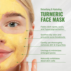 Wild Naturals Turmeric Clay Mask spread on face highlighting even-toned potential