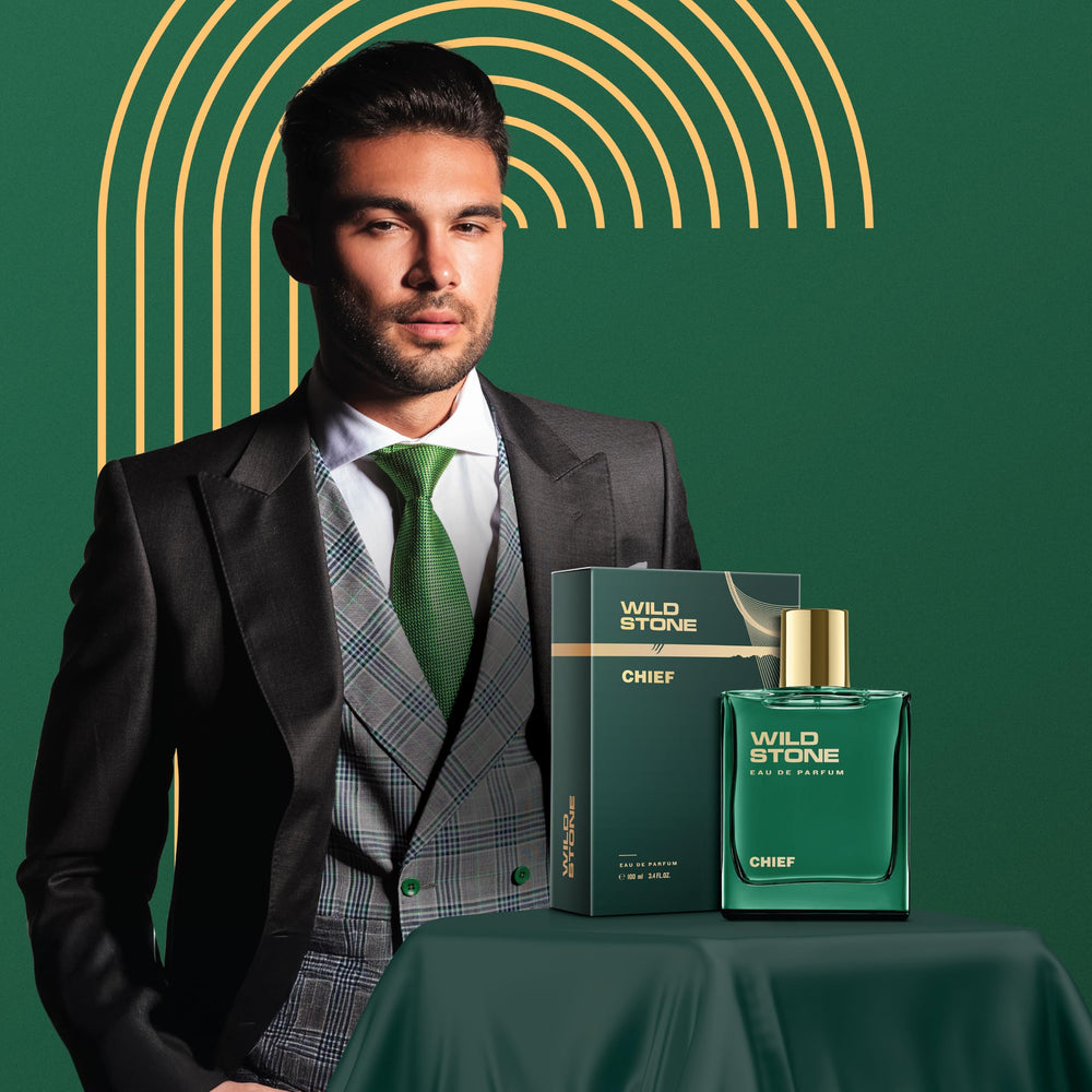Wild Stone Chief EDP heart notes with rose and cardamom for depth and elegance.