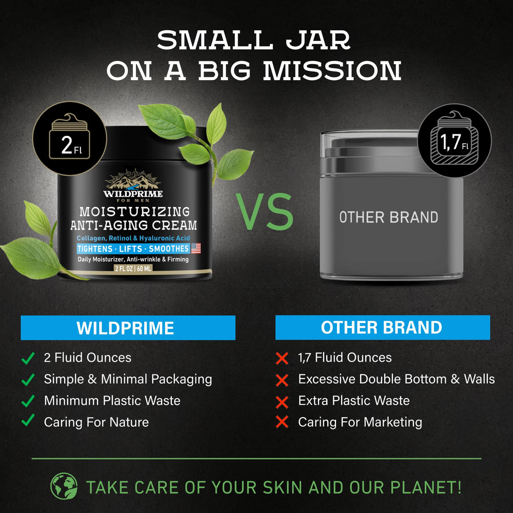 WildPRIME logo visible on premium men's moisturizer packaging.