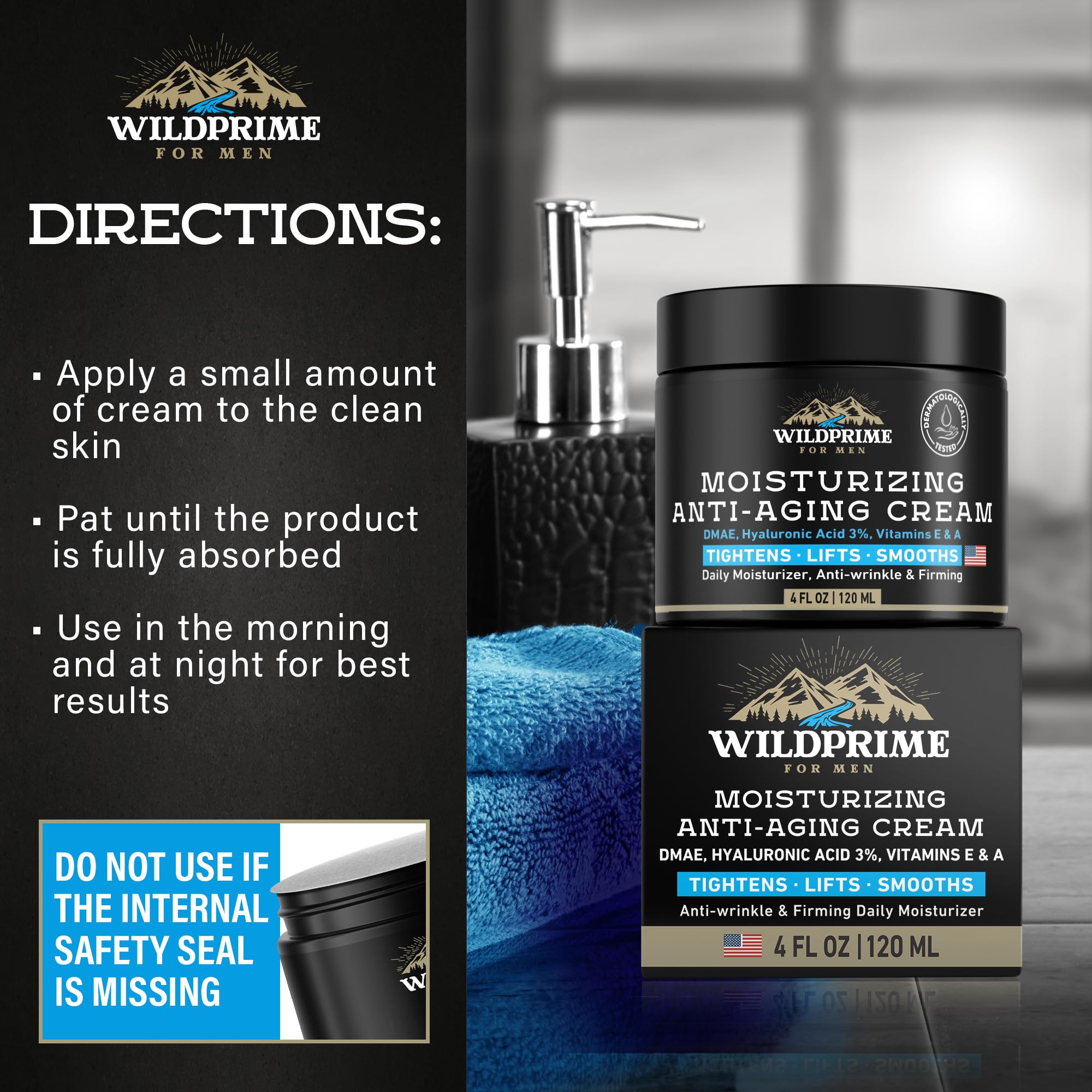 WildPRIME shave lotion application illustrates dual-use post-shave care