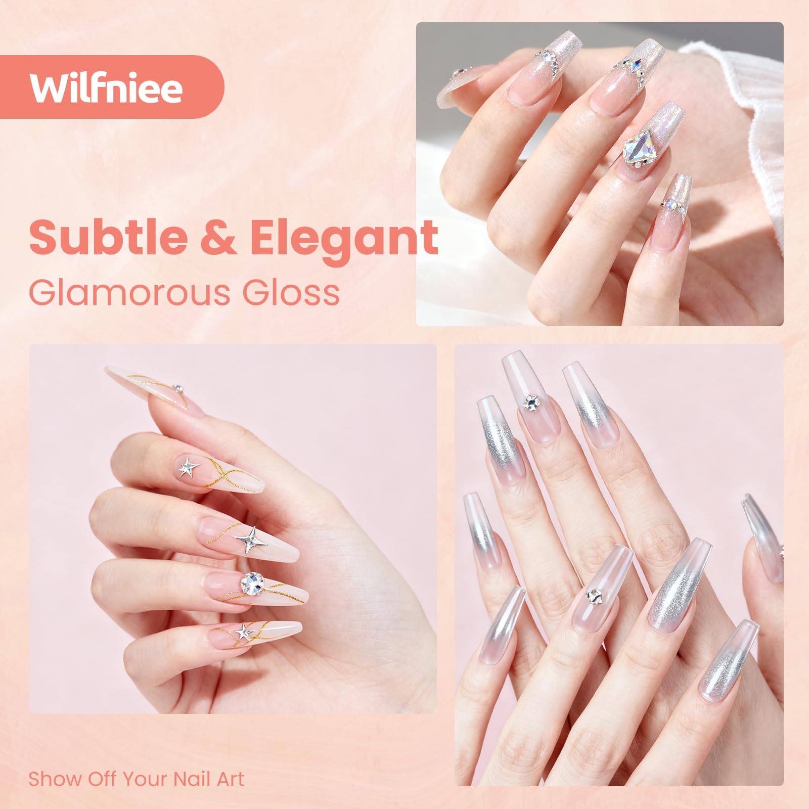 Three Wilfniee acrylic brushes for shaping and detailing practice nails