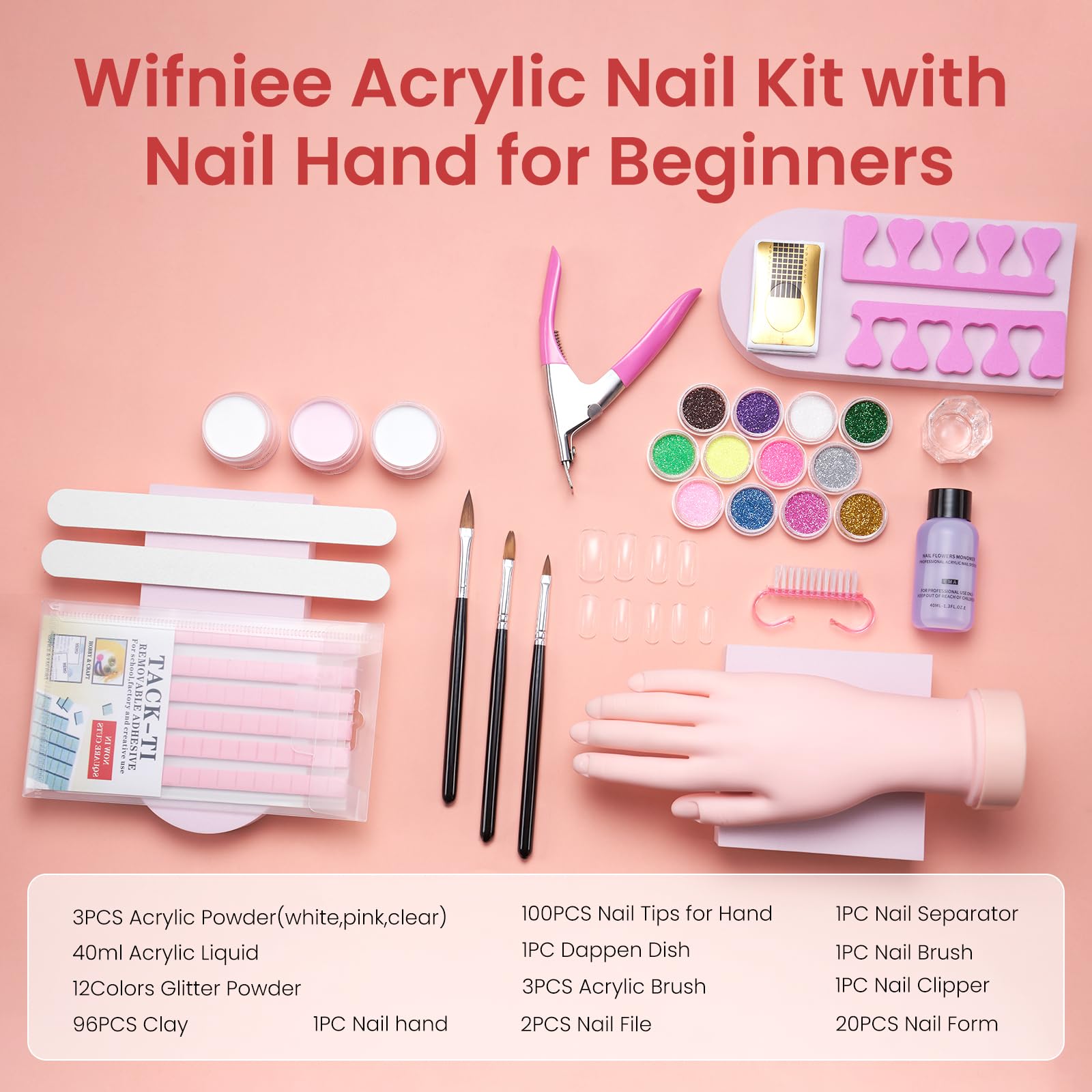Wilfniee glitter powder set in twelve colors for nail art practice