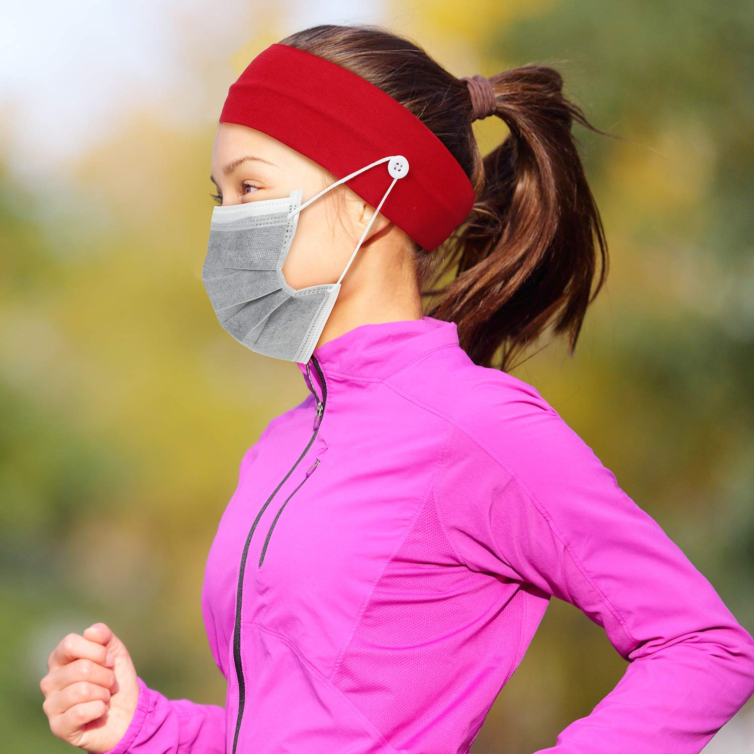 WILLBOND button headbands help keep hair away during yoga and runs