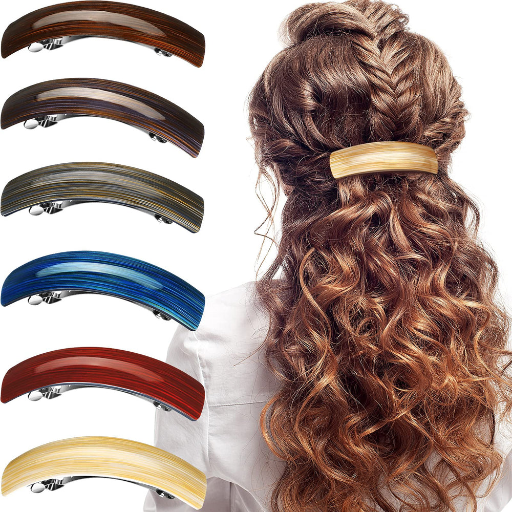 WILLBOND large retro hair barrette in multicolor holds medium to thick hair securely.
