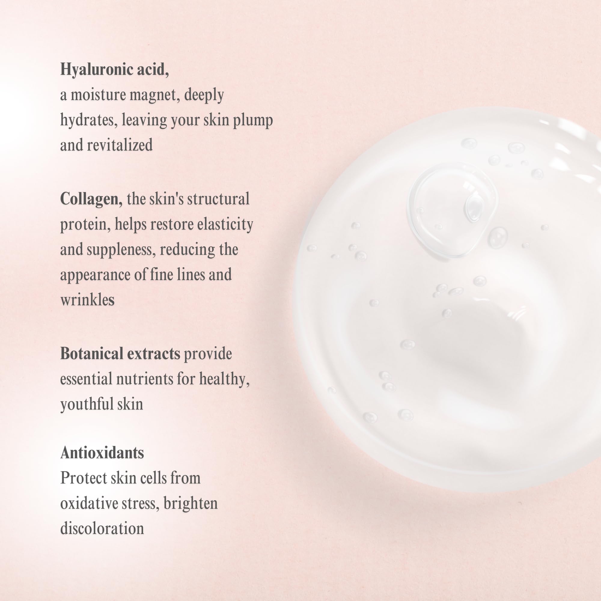 Wilma Schumann Collagen Hydrating Serum application close-up shows smooth, rapid absorption.