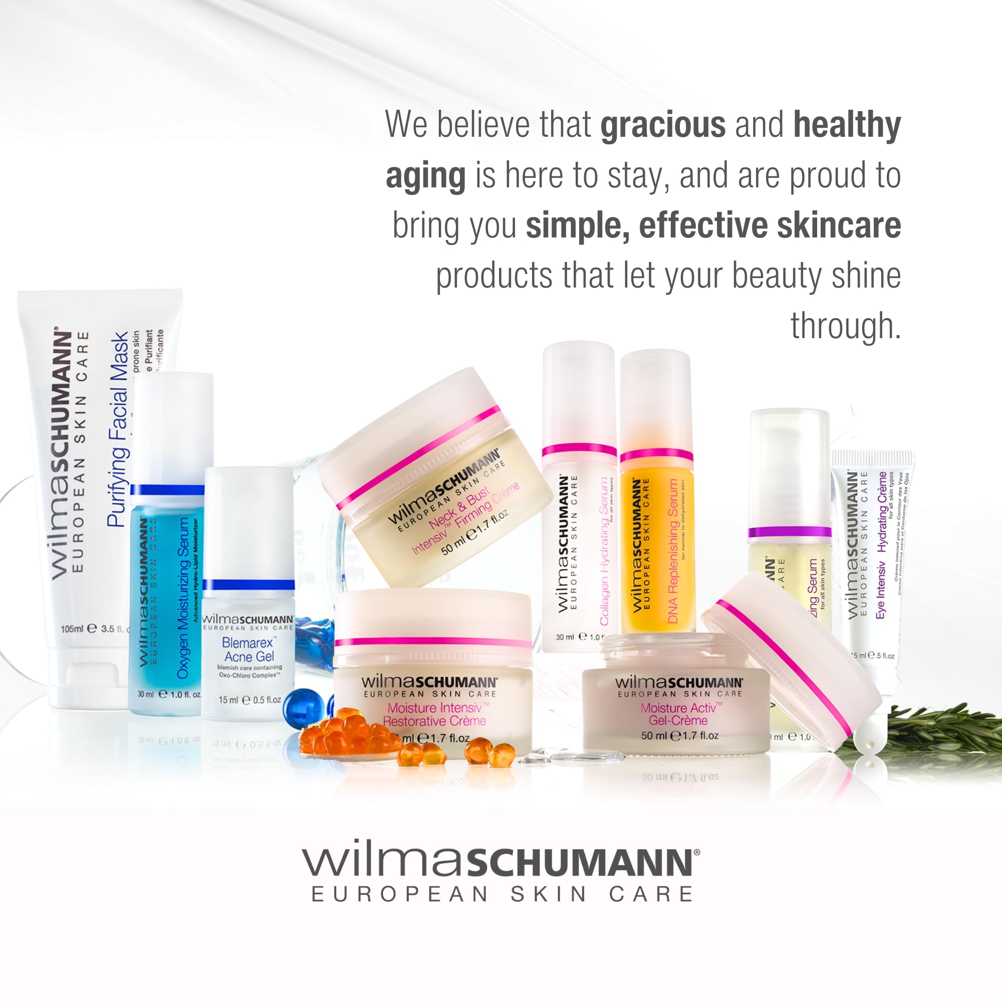 Vanity setup featuring Wilma Schumann Eye Contour Serum easy morning use