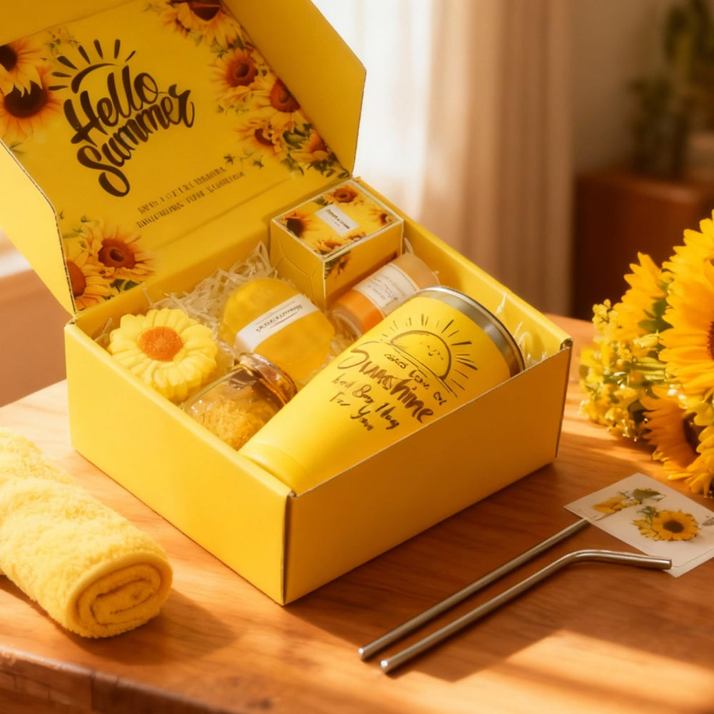 WILZEIMY Sunshine greeting card closeup complements the box with a heartfelt message.