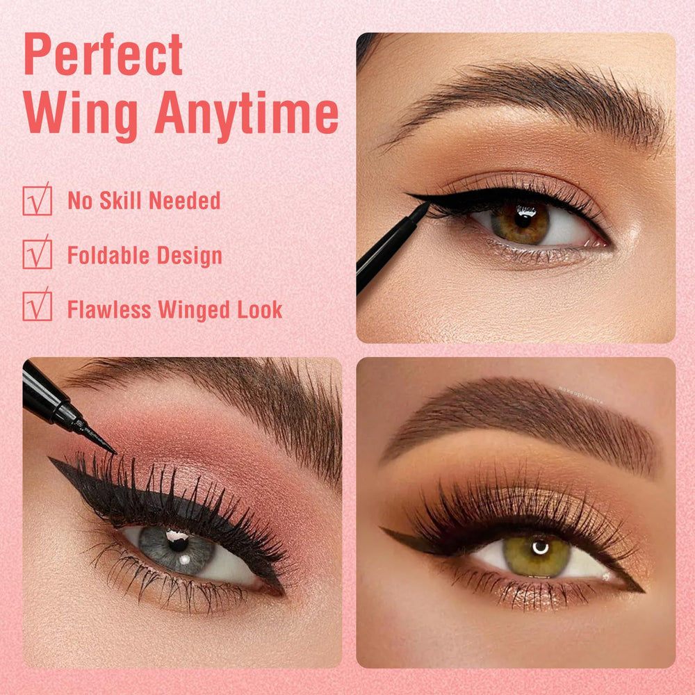 Eyeliner Stamp winged stamp closeup shows precise symmetry.
