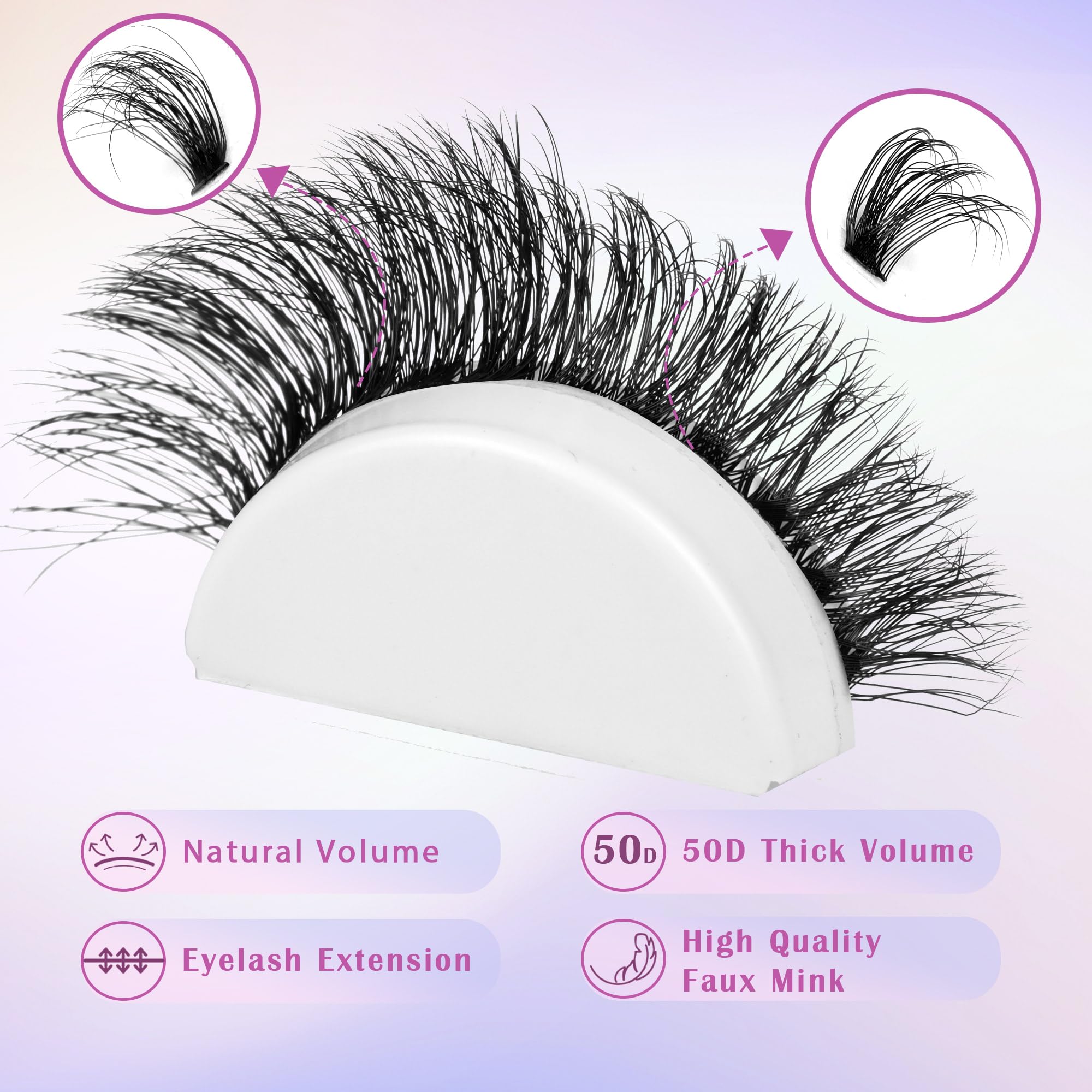 Winifred 50D mink clusters in 10–16mm for versatile looks.