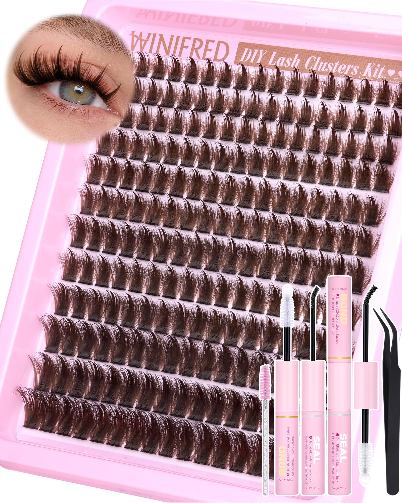 Winifred brown lash clusters wispy 12-18mm for natural, textured volume.