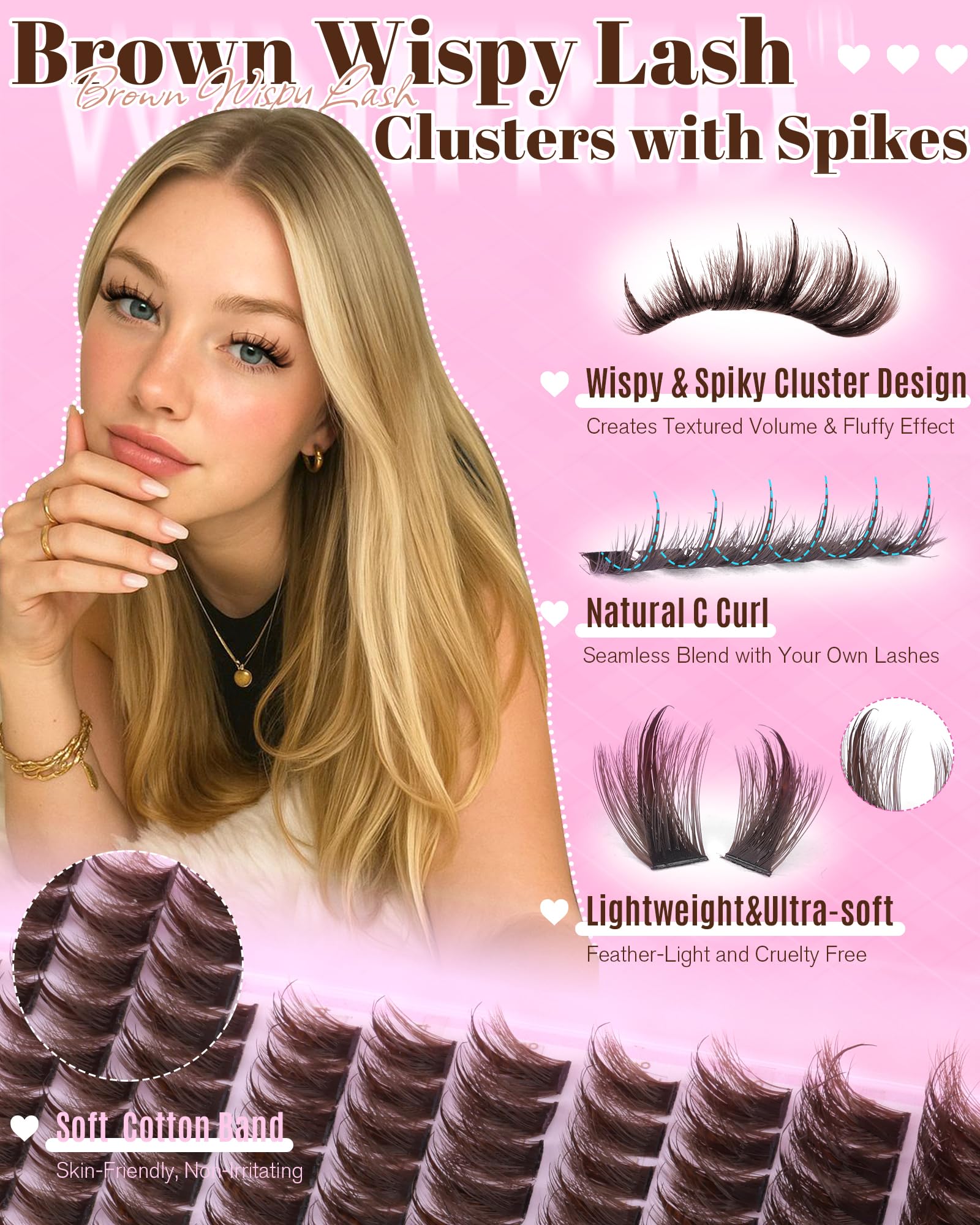 Winifred lash brush for precise, clean cluster placement.