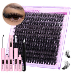 Winifred lash extension kit with 50D clusters for DIY volume at home.