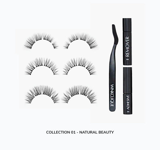 WinkClique Mini Minx lashes show a cat-eye style for daily wear.