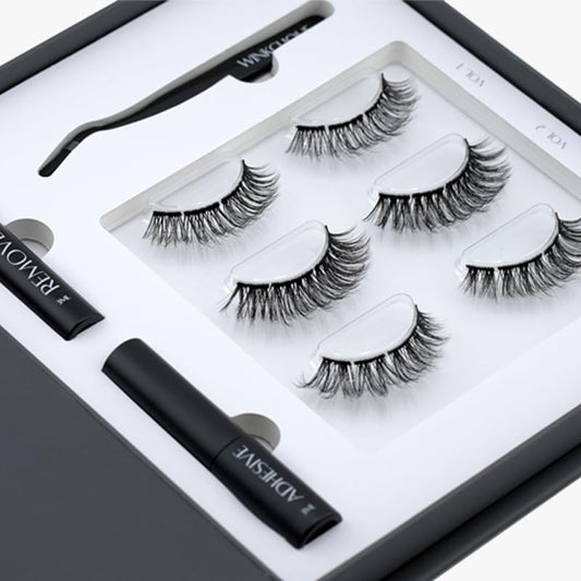 WinkClique Mini Starter Kit display with three lash styles for effortless daily glam