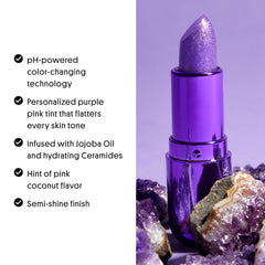 Winky Lux Amethyst Glimmer Balm applying for hydrated lips.