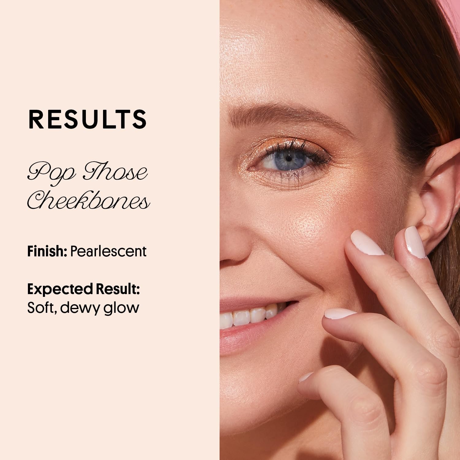 Application on cheekbones with cushion-tip demonstrates easy blendability.