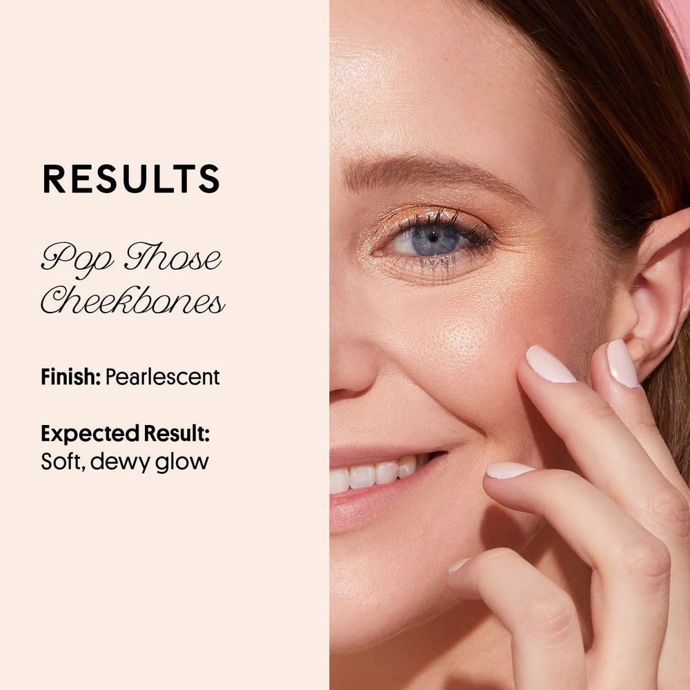 Application on cheekbones with cushion-tip demonstrates easy blendability.
