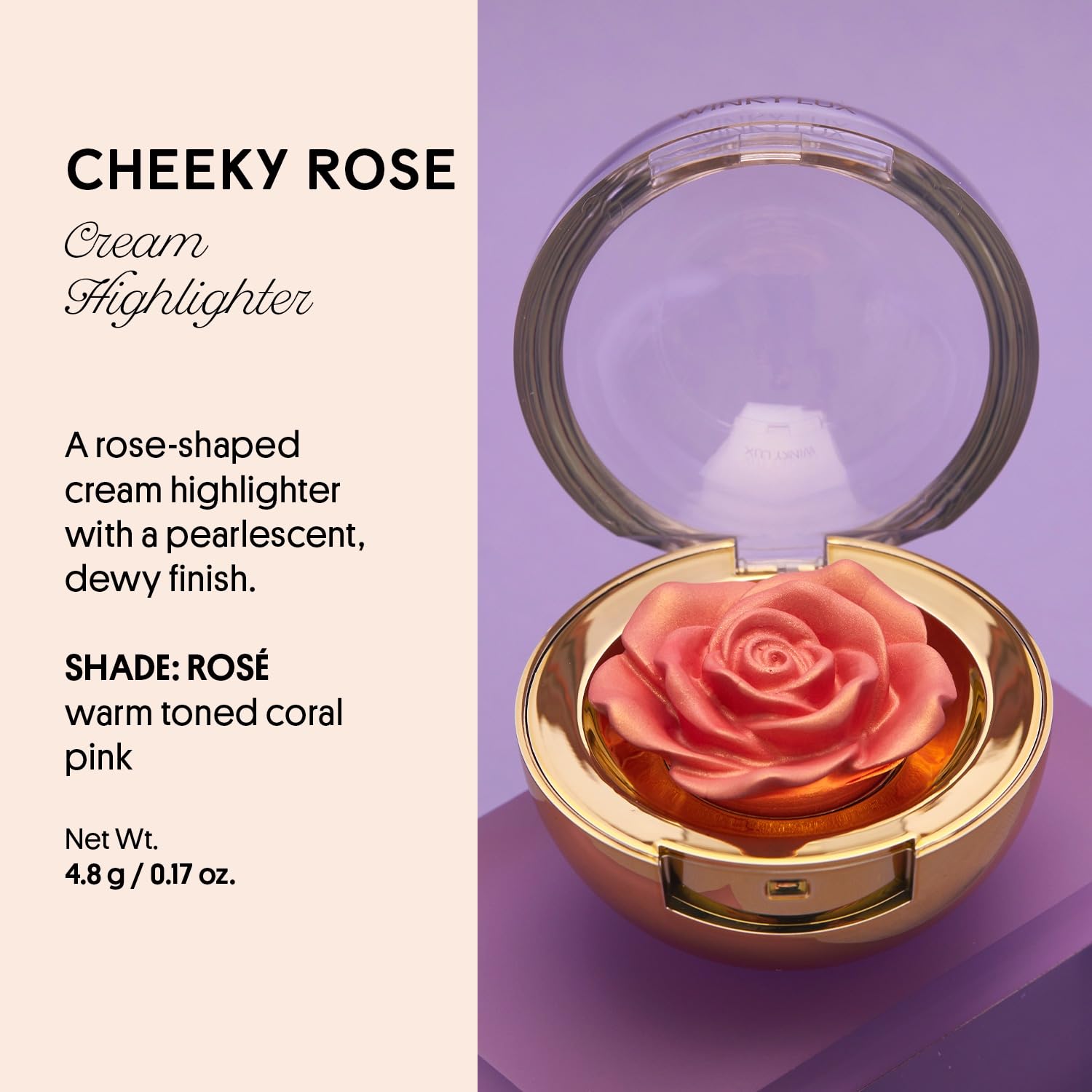 Close-up of Winky Lux Cheeky Rose texture with micro pearls for soft sheen.