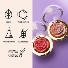 Winky Lux Cheeky Rose Highlighter shown on shelf with packaging and glow