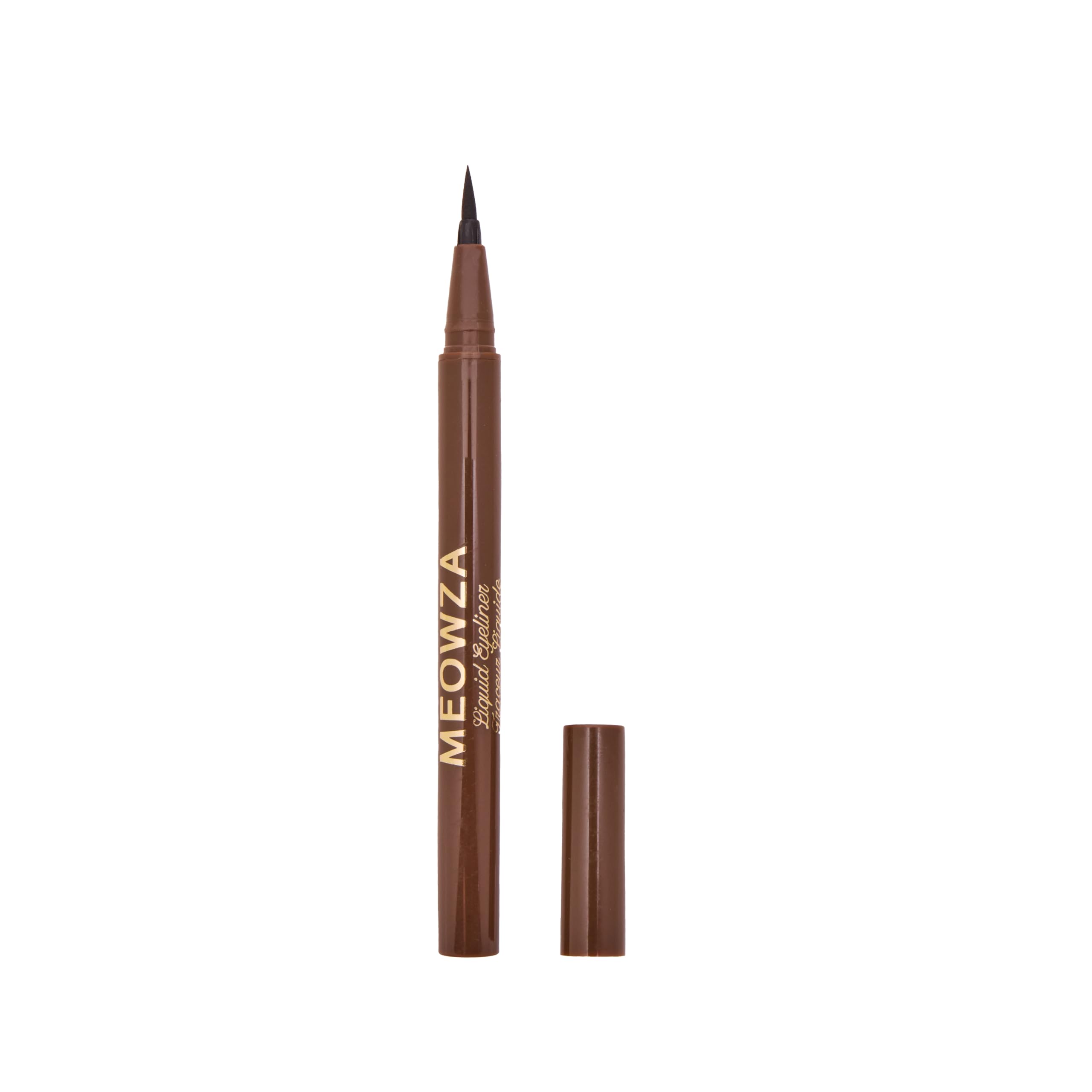 Winky Lux Meowza liquid eyeliner in chocolate brown for precise, smudge-resistant cat-eye definition.