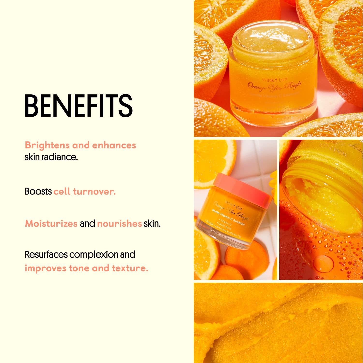 Winky Lux Orange You Bright exfoliator oil blend highlights moisture