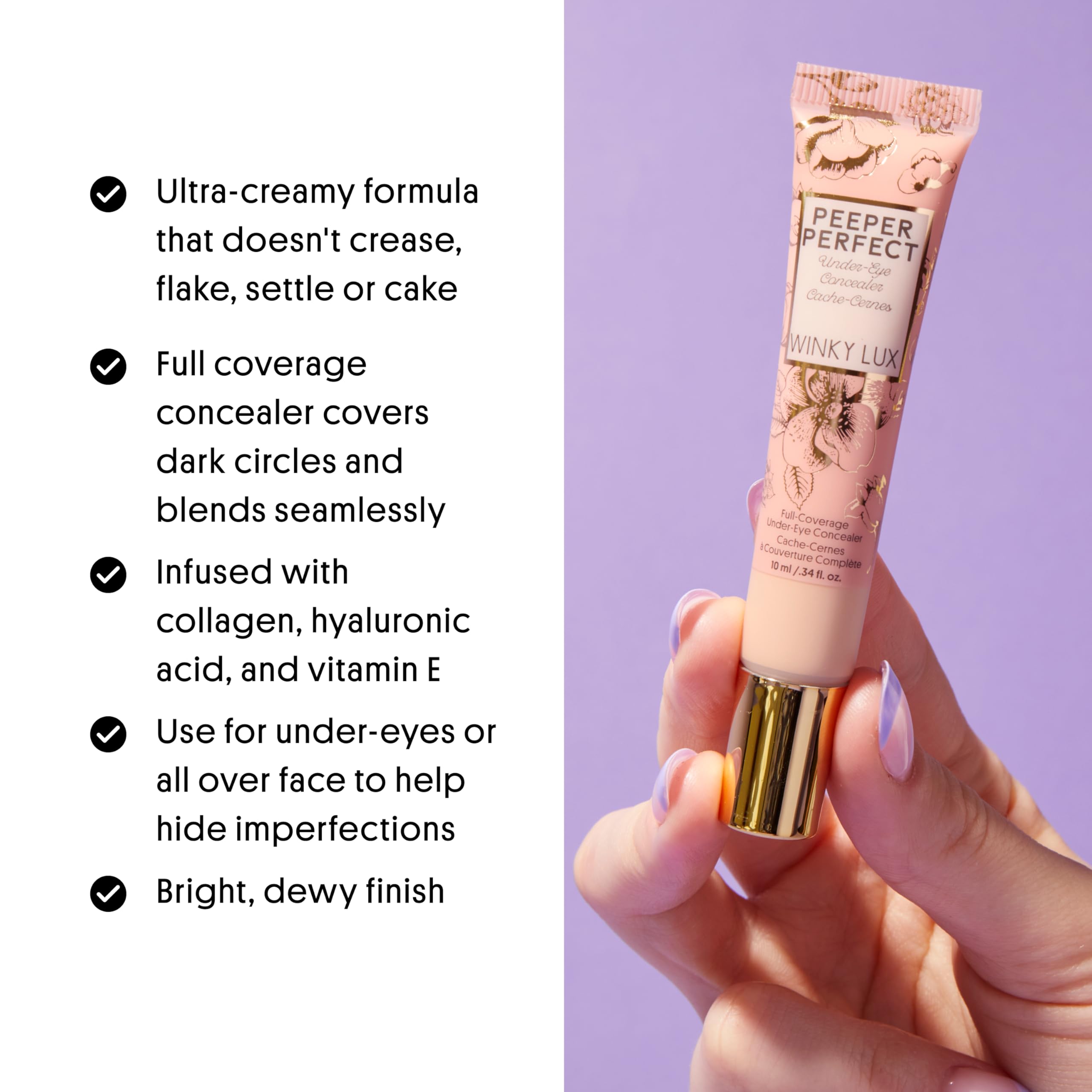 Winky Lux Peeper Perfect close-up texture of creamy, blendable concealer.
