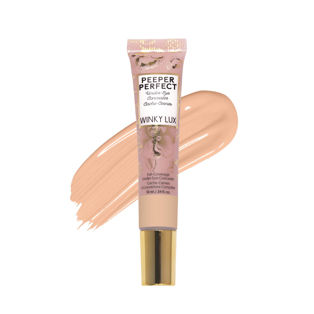 Winky Lux Peeper Perfect concealer tube dispensing precise shade for quick under-eye touch-ups.