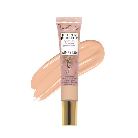 Winky Lux Peeper Perfect concealer tube dispensing precise shade for quick under-eye touch-ups.