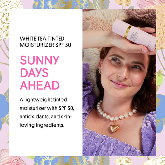 Texture swatch of Winky Lux White Tea Tinted Moisturizer highlighting buildable coverage