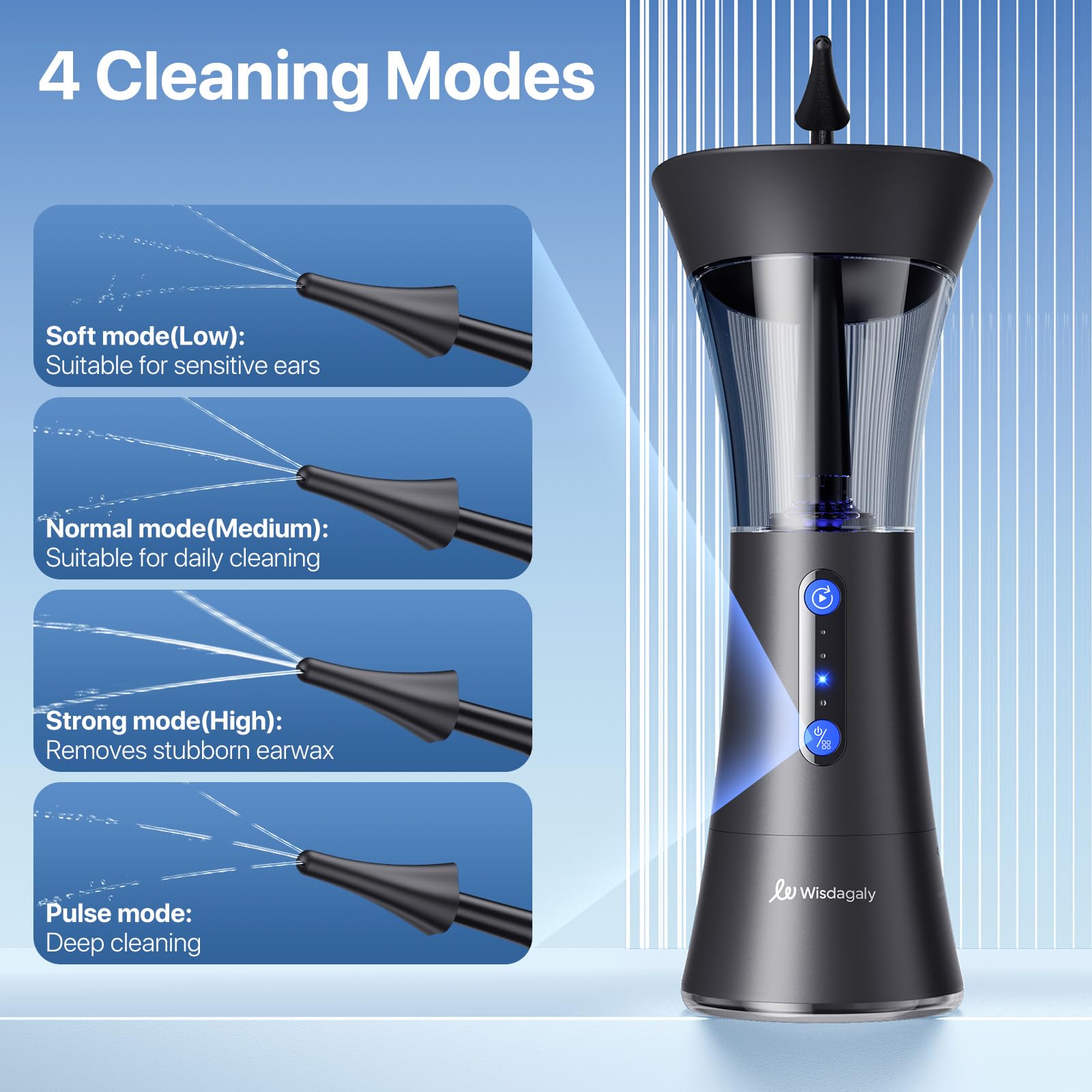Wisdagaly curved nozzle design prevents leakage for comfortable cleaning.
