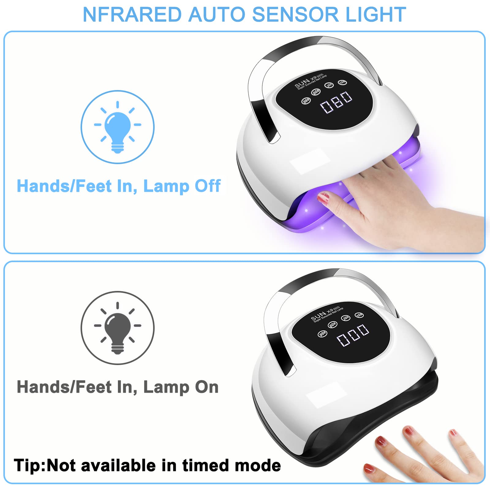 Wisdompark LED Nail Lamp low-heat mode protects tender skin during curing