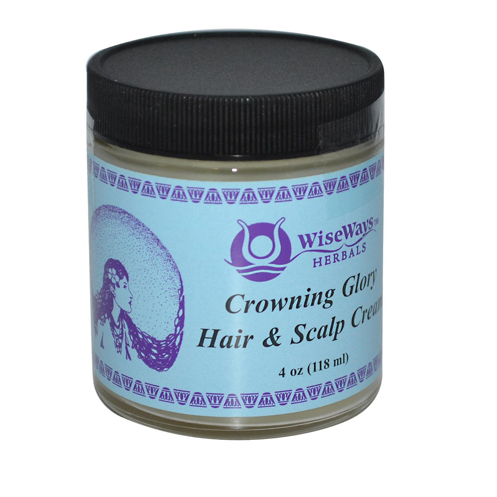 Wise Ways Crowning Glory Hair Cream bottle offers scalp-to-strand nourishment.