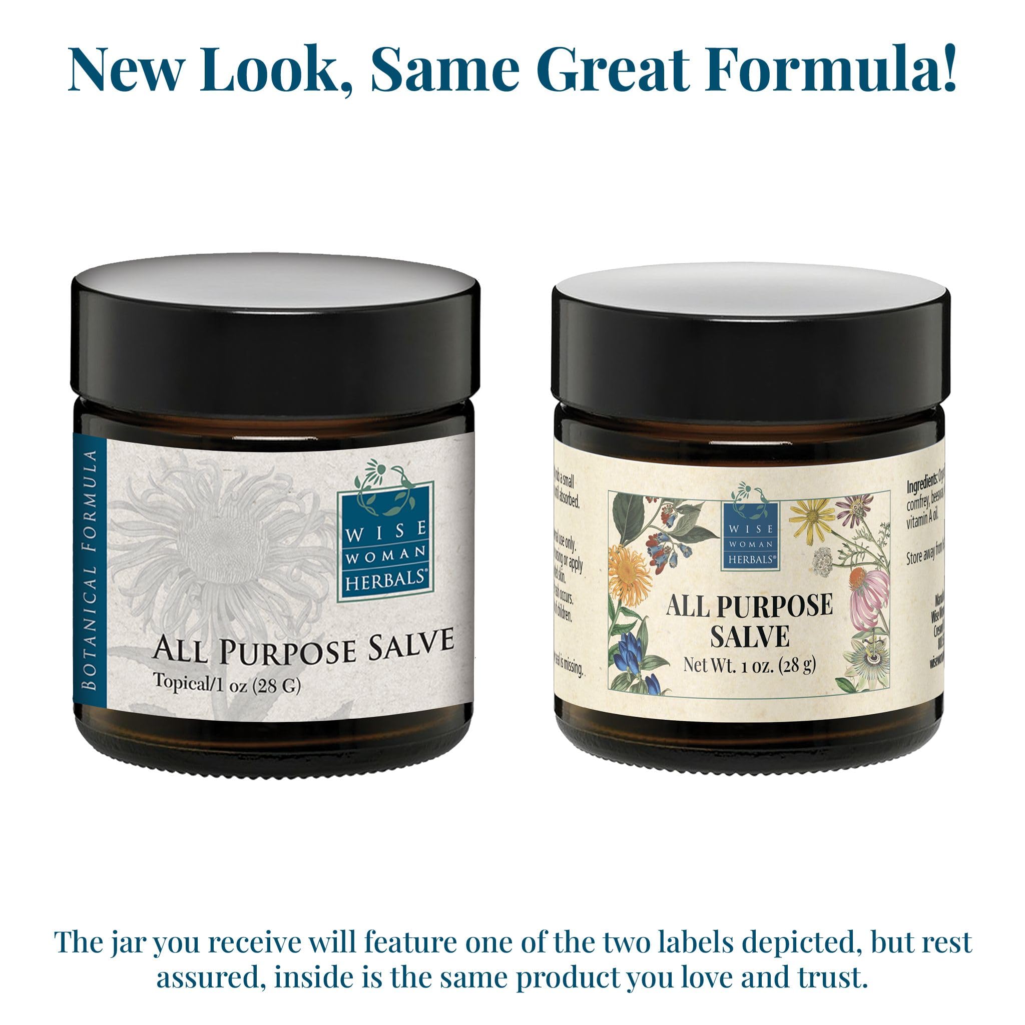 Wise Woman Herbals calendula-comfrey ingredients label highlights natural skincare.