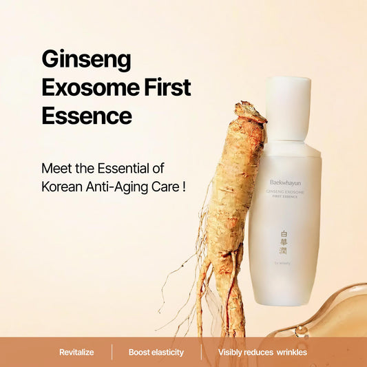 WISELY Ginseng Exosome First Essence dispensing closeup highlights ginseng benefits