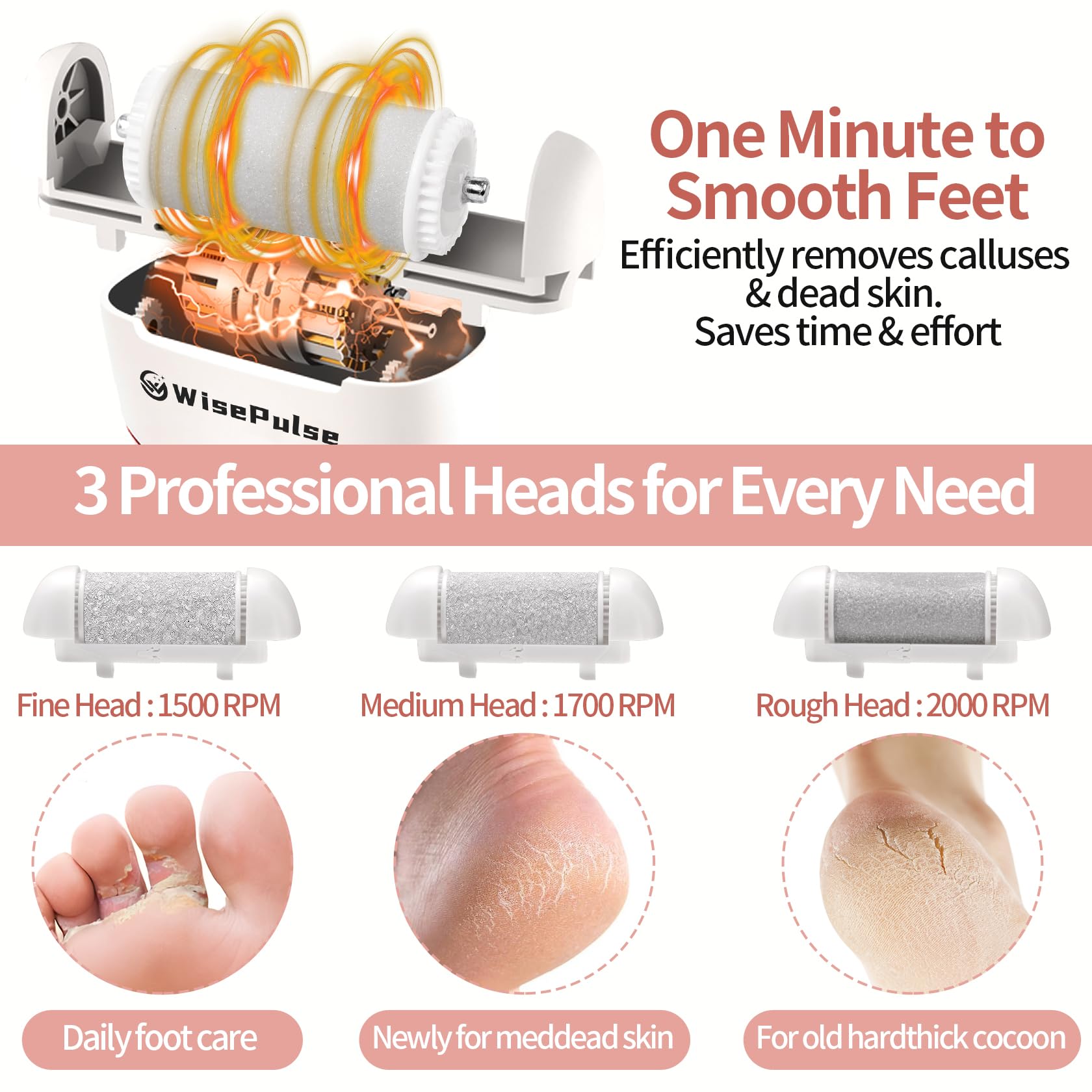 WisePulse fine roller head close up for delicate skin care and gentle smoothing