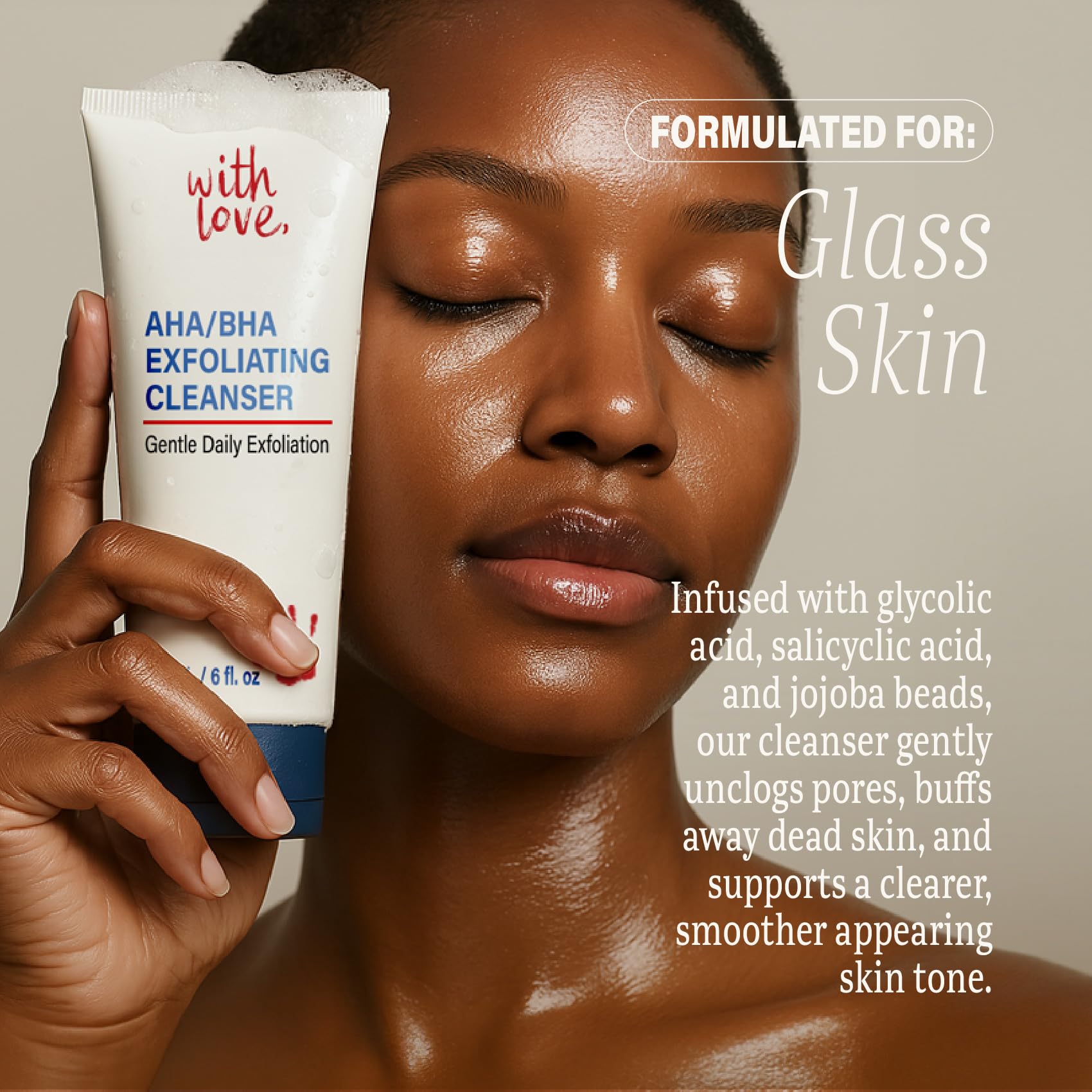 With Love ingredients rosehip and vitamin E closeup for nourishment and repair.