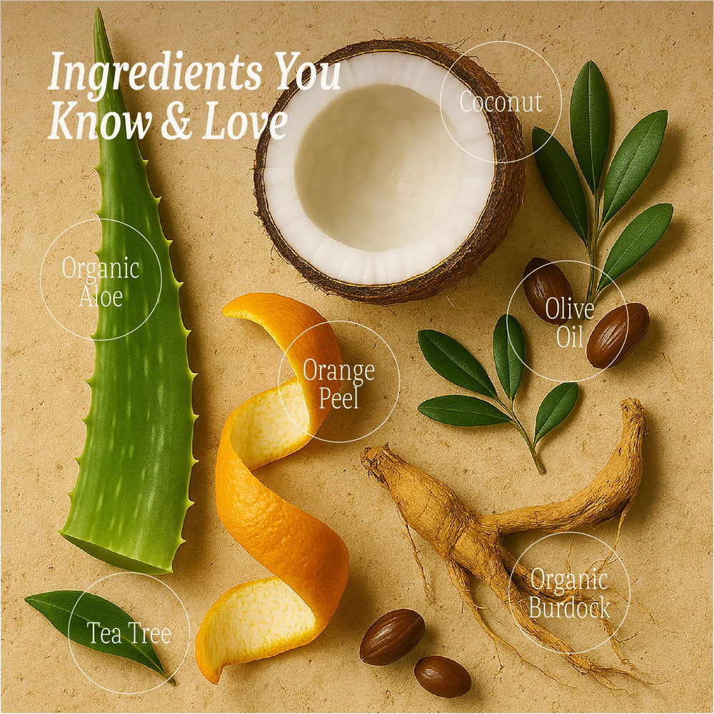 With Love unscented label closeup highlighting fragrance-free gentle cleansing.