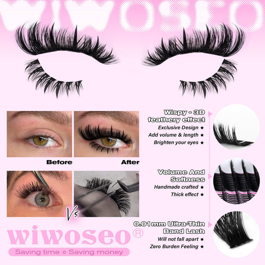 wiwoseo 200d d-curve lash clusters deliver natural volume and subtle 3D depth