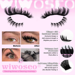 wiwoseo 200d d-curve lash clusters deliver natural volume and subtle 3D depth