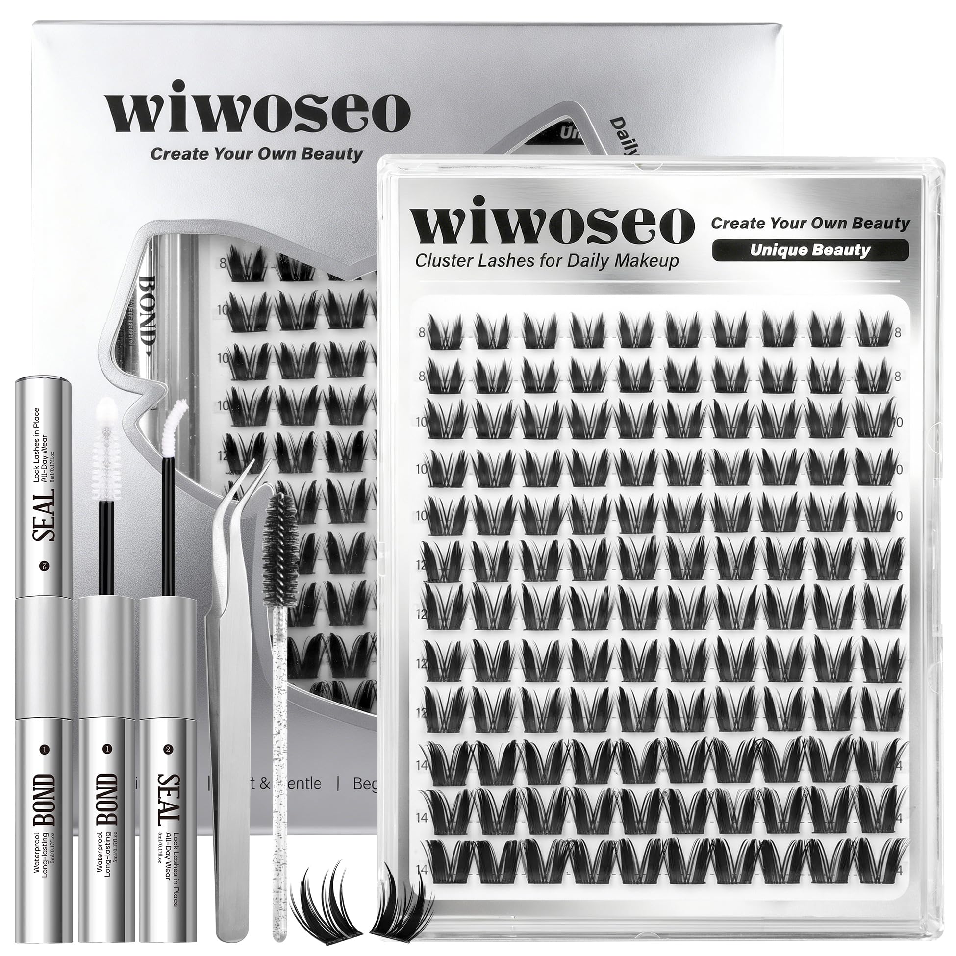 wiwoseo Bunny Lash Clusters Kit with manga lashes for volumized, natural-looking eyes.