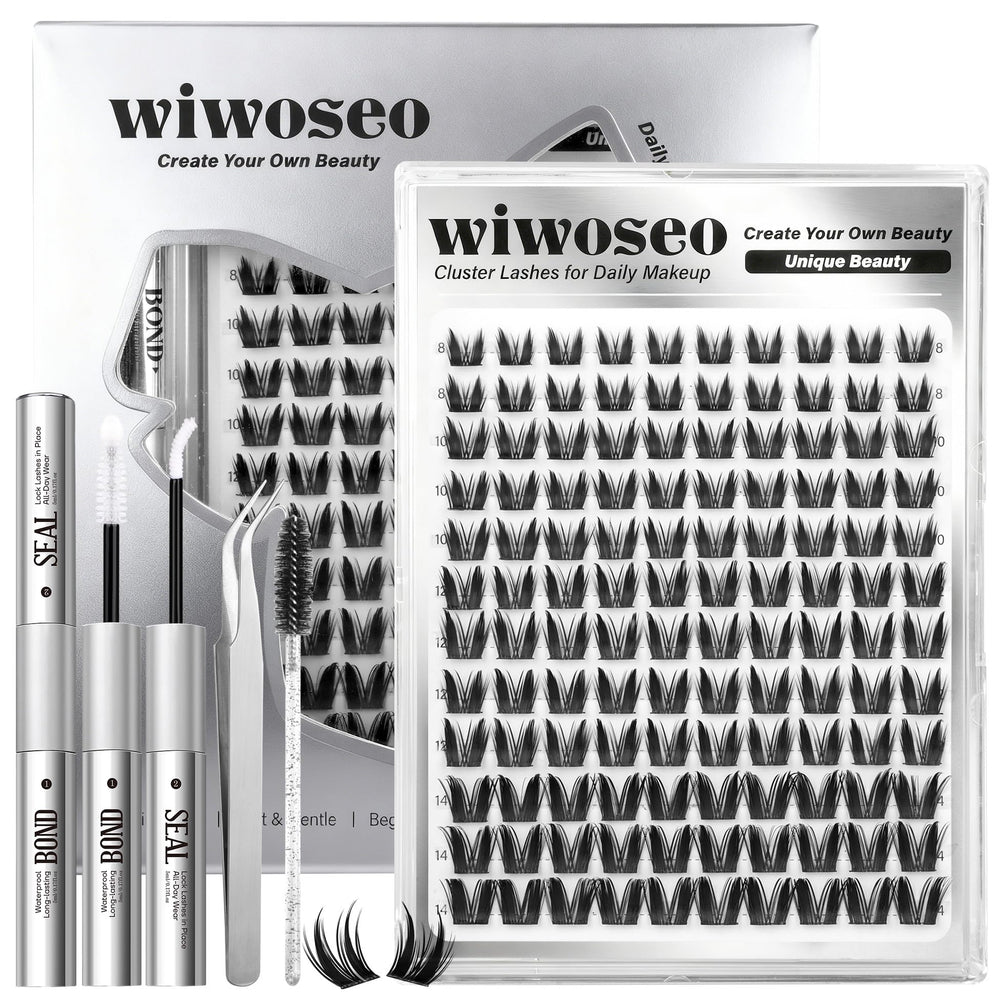 wiwoseo Bunny Lash Clusters Kit with manga lashes for volumized, natural-looking eyes.