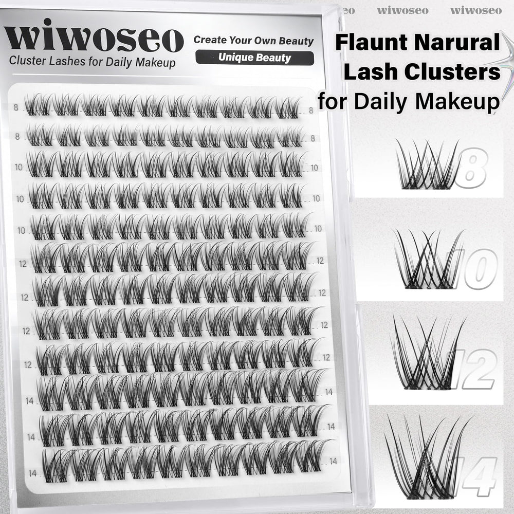 wiwoseo flaunt lash clusters invisible band kit for seamless lashes.
