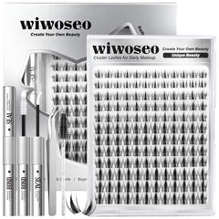 Wiwoseo Flaunt Manga Lash Clusters Kit with invisible band for natural blend.