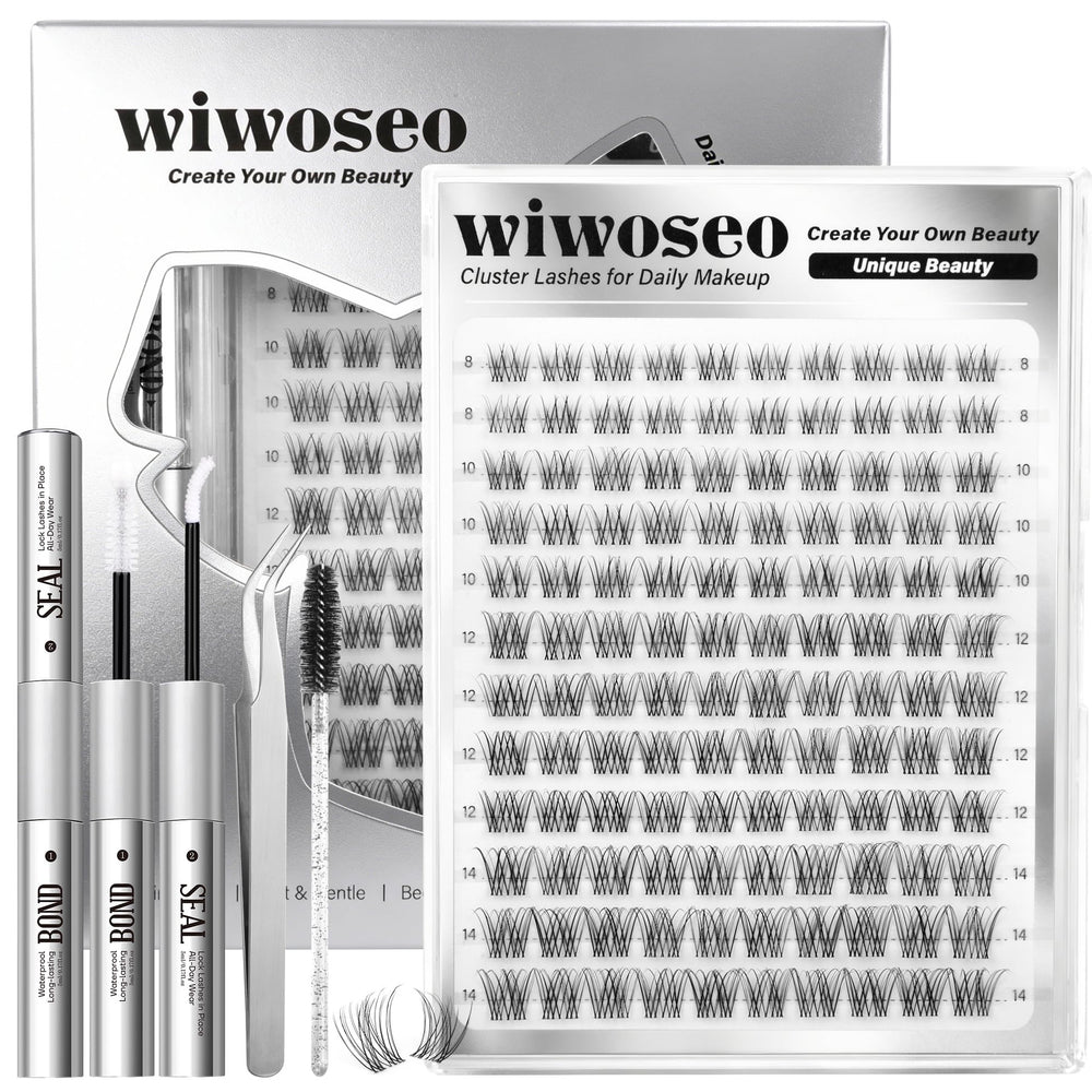 Wiwoseo Flaunt short lash clusters kit close-up for easy at-home enhancement