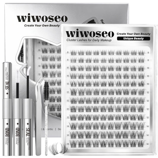 Wiwoseo Flaunt short lash clusters kit close-up for easy at-home enhancement