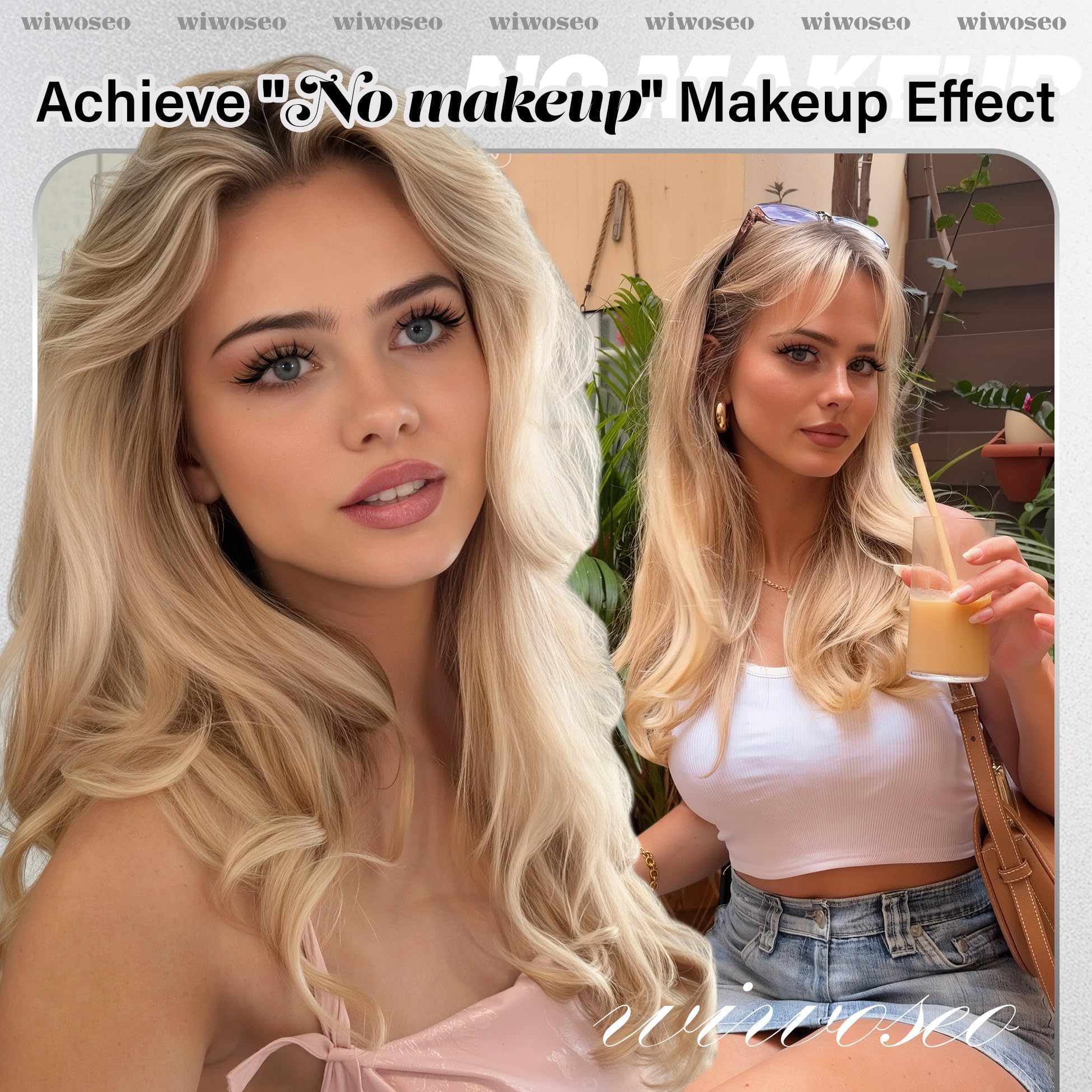 Wiwoseo manga lash clusters with invisible band blend seamlessly with own lashes.